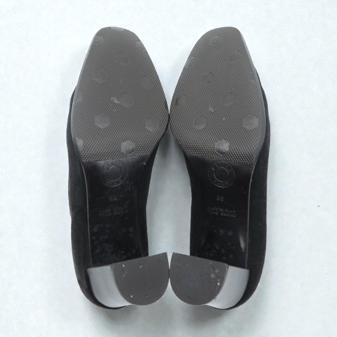 CELINE チャンキーヒールパンプス 22.5cm ブラック スエードレザー ハイヒール オールド イタリア製