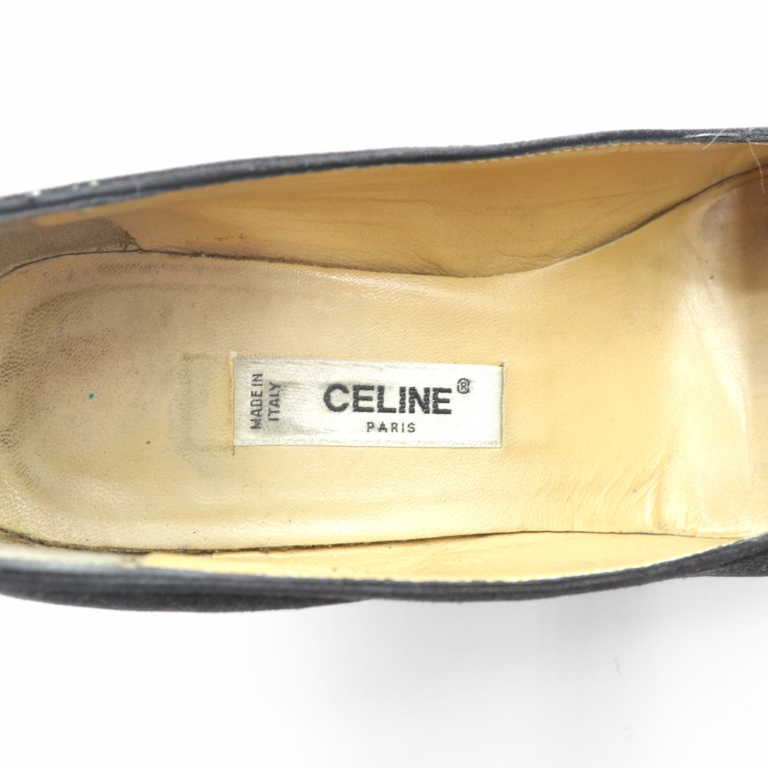 CELINE チャンキーヒールパンプス 22.5cm ブラック スエードレザー ハイヒール オールド イタリア製