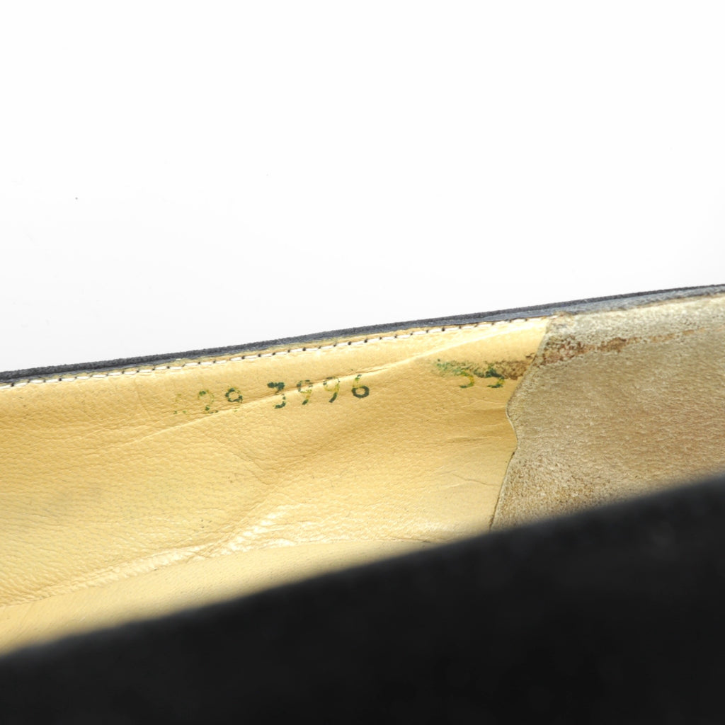 CELINE チャンキーヒールパンプス 22.5cm ブラック スエードレザー ハイヒール オールド イタリア製