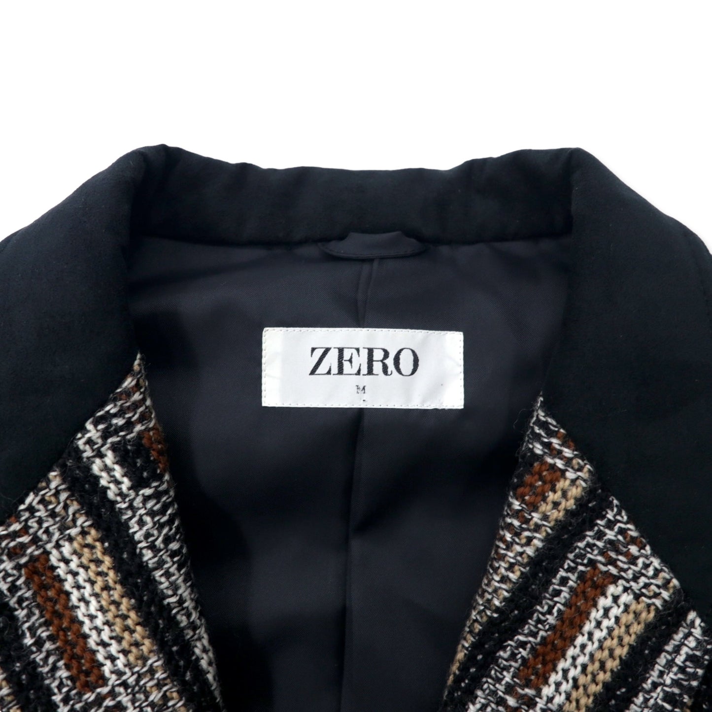 ZERO ブランケットニット テーラードジャケット M マルチカラー グレンチェック 総柄 ウール 日本製 未使用品