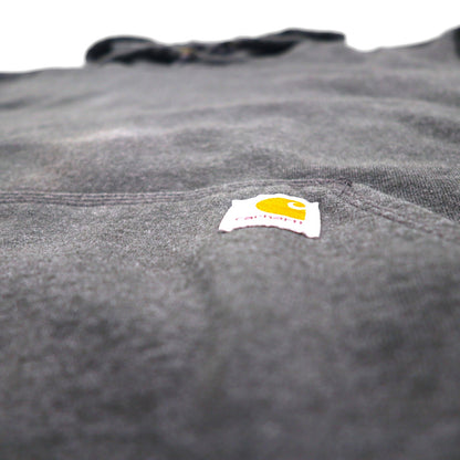 carhartt プルオーバー パーカー L グレー ORIGINAL FIT オリジナルフィット 袖 プリント フロントポケット