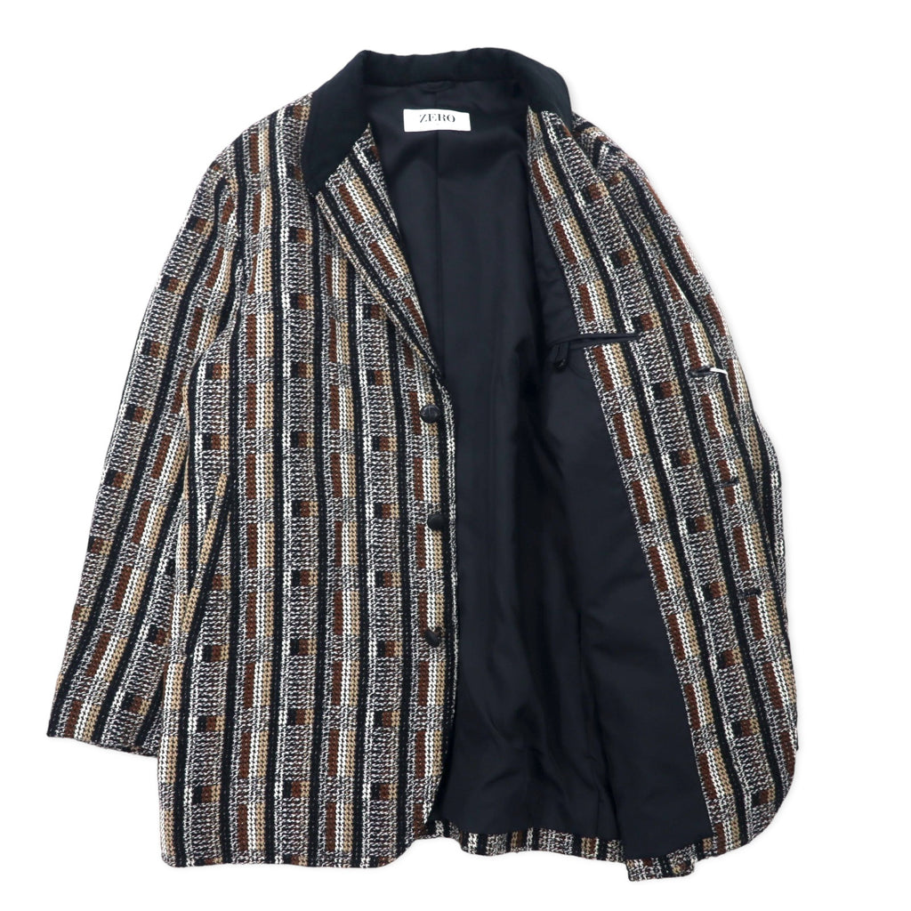 ZERO blanket knit tailored jacket M multicolor glen check all-over pattern wool made in Japan unused