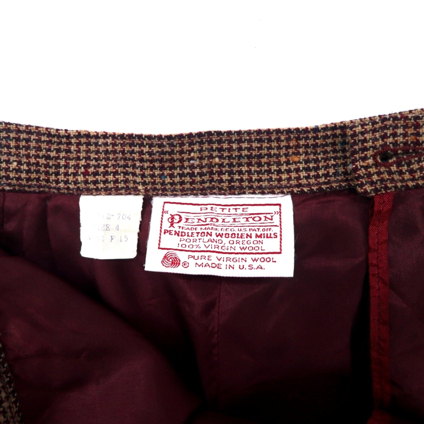 PENDLETON USA製 70年代 タック スカート 4 ブラウン ガンクラブチェック ウール