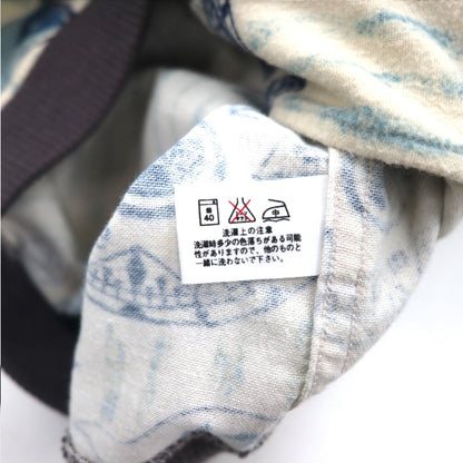 BLUE BLUE スタンドカラー ジップアップジャケット M ホワイト 総柄 フラッグ マリンデザイン 日本製