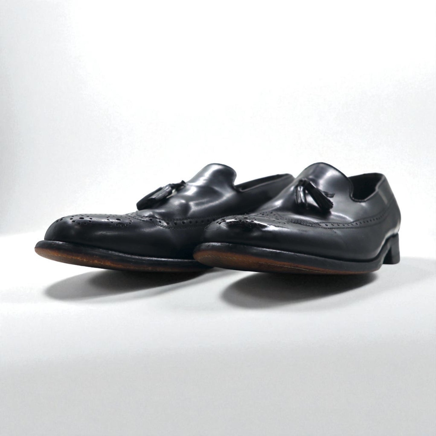 NUNN BUSH 70年代 USA製 ウイングチップ タッセル ローファー 27.5cm ブラック レザー 445452 J5 1753