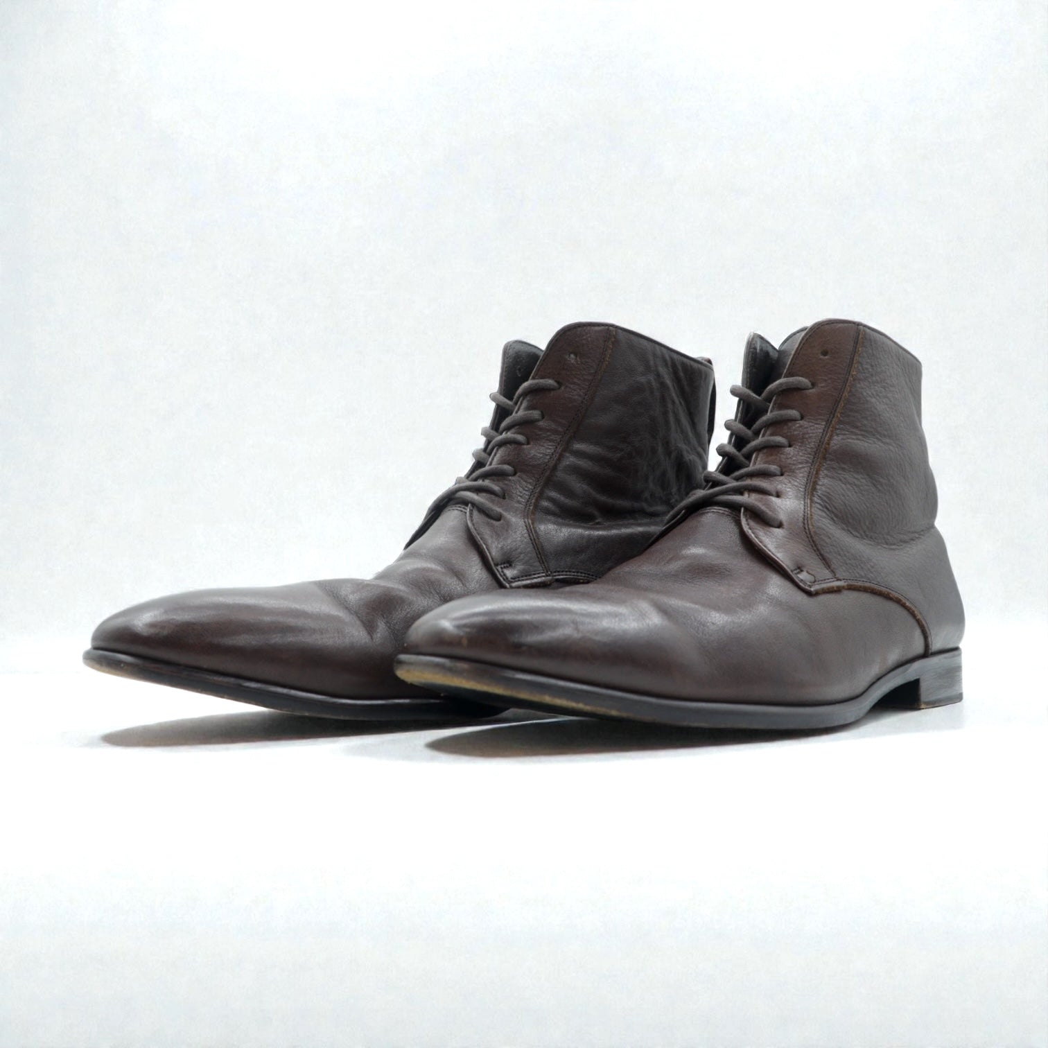 BURBERRY BLACK LABEL レースアップブーツ チャッカブーツ 27-28cm ブラウン レザー 101 D1421-104