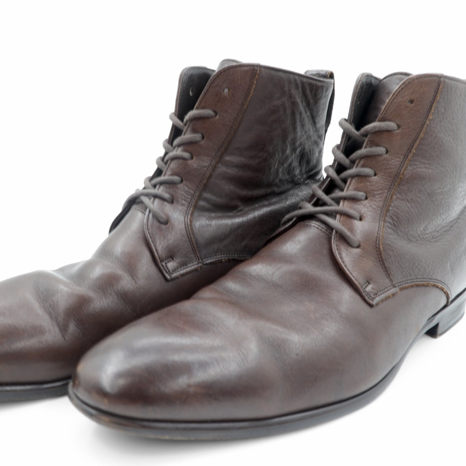 BURBERRY BLACK LABEL レースアップブーツ チャッカブーツ 27-28cm ブラウン レザー 101 D1421-104