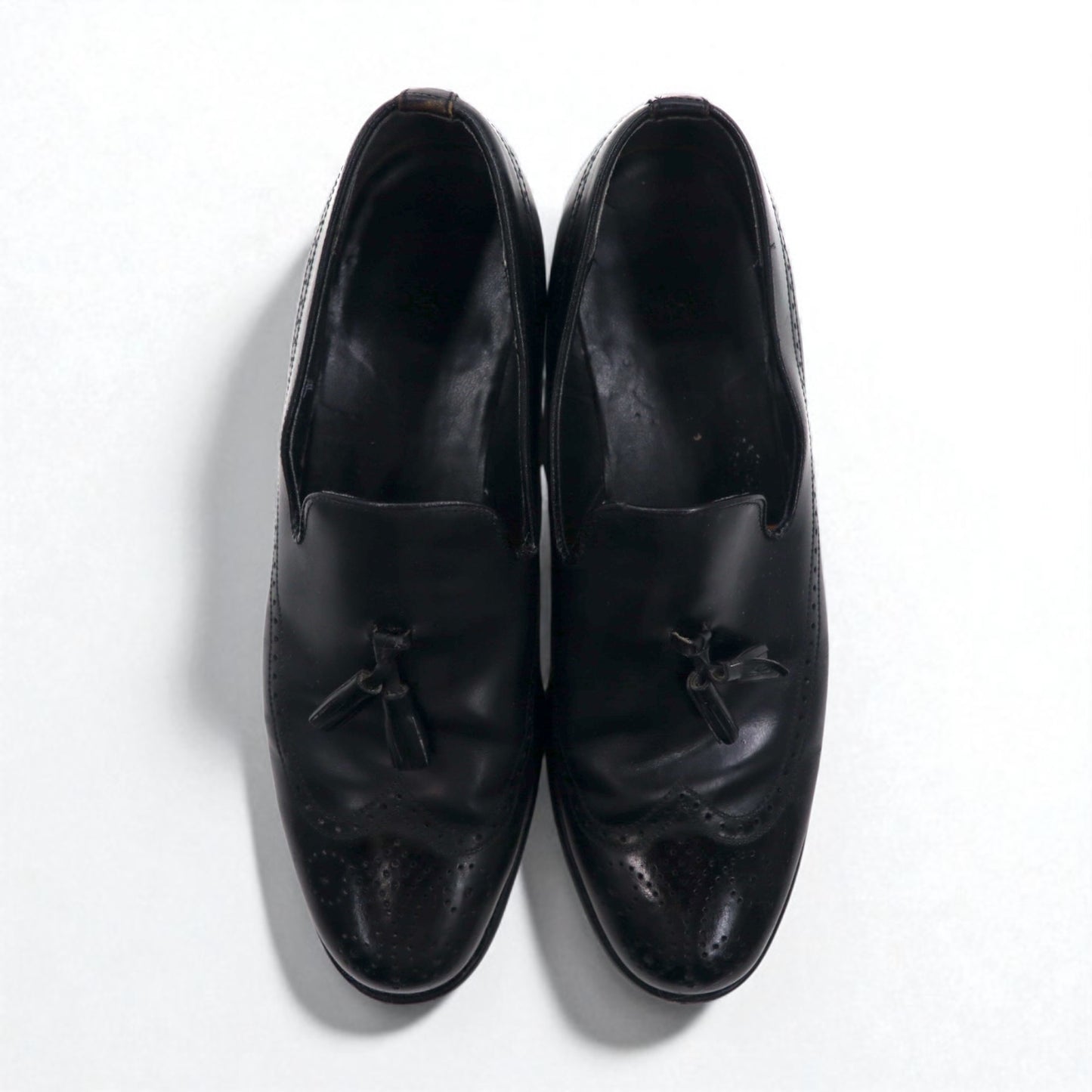 NUNN BUSH 70年代 USA製 ウイングチップ タッセル ローファー 27.5cm ブラック レザー 445452 J5 1753