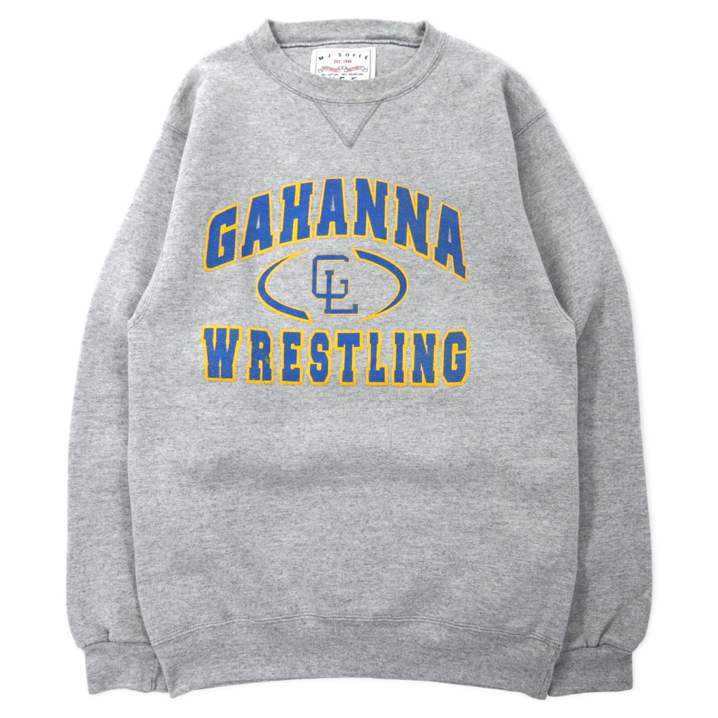 日本然リトテ-古着オンライン-M.J. SOFFE USA製 90年代 カレッジ プリント スウェット S グレー コットン 前V GAHANNA WRESTLING-M.J. SOFFE USA MADE 90's College Print Sweatshirt S Gray Cotton Front V Gahanna WRESTLING