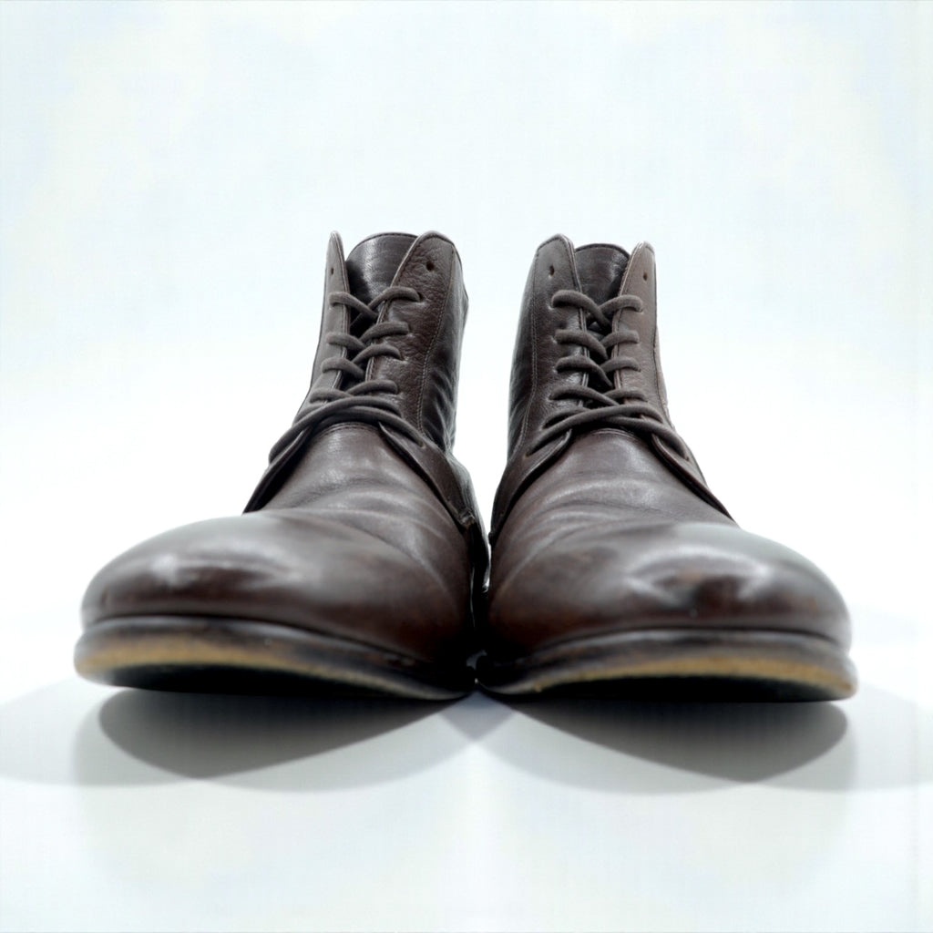 BURBERRY BLACK LABEL レースアップブーツ チャッカブーツ 27-28cm ブラウン レザー 101 D1421-104