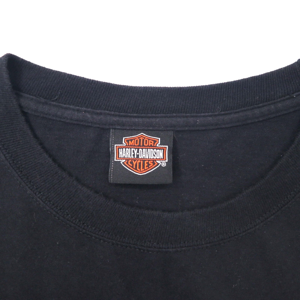 HARLEY DAVIDSON Logo Print T-Shirt Pocket Tee XL Black Cotton HANES BEEFY-T 110th ANNIVERSARY Big Size