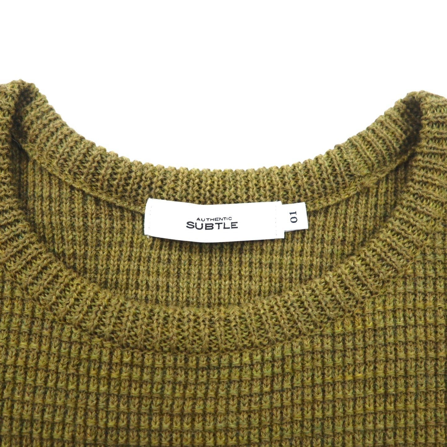 SUBTLE ( Silver and Gold ) ワッフル ニット セーター S カーキ サイドスリット 06-6226-8125 日本製