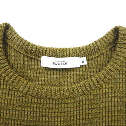 SUBTLE ( Silver and Gold ) ワッフル ニット セーター S カーキ サイドスリット 06-6226-8125 日本製