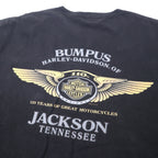HARLEY DAVIDSON Logo Print T-Shirt Pocket Tee XL Black Cotton HANES BEEFY-T 110th ANNIVERSARY Big Size