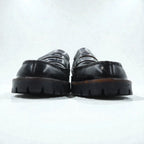 COMME des GARCONS U-Tip Moccasin Penny Loafers 23cm Black Leather Lug Sole Made in Japan