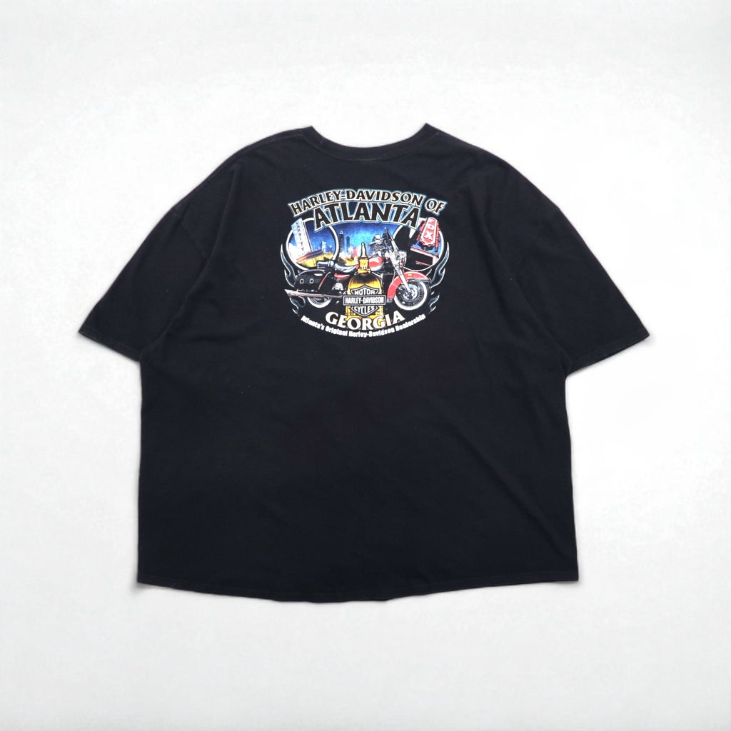 HARLEY DAVIDSON ビッグサイズ 両面プリント Tシャツ 5XL ブラック コットン ATLANTA