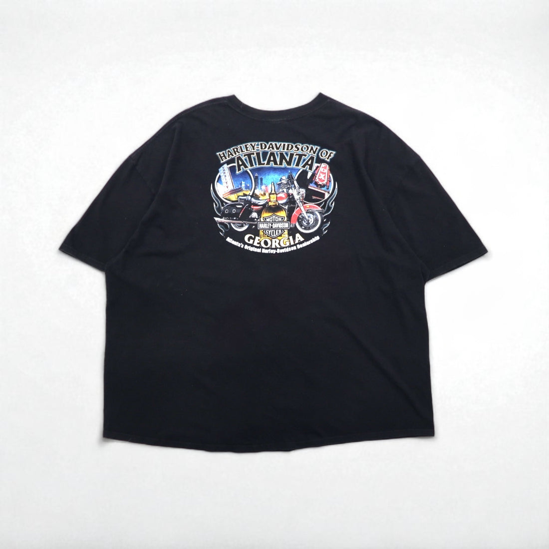 HARLEY DAVIDSON ビッグサイズ 両面プリント Tシャツ 5XL ブラック コットン ATLANTA