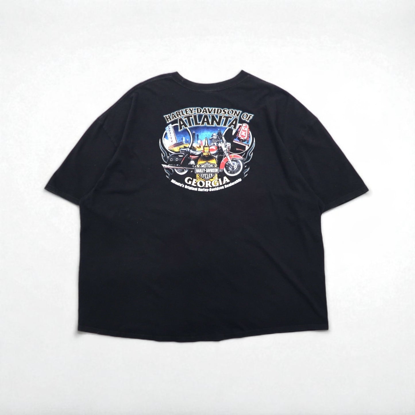 HARLEY DAVIDSON ビッグサイズ 両面プリント Tシャツ 5XL ブラック コットン ATLANTA
