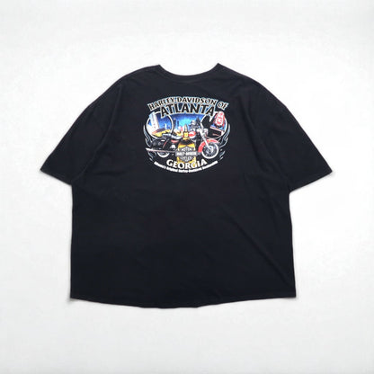 HARLEY DAVIDSON ビッグサイズ 両面プリント Tシャツ 5XL ブラック コットン ATLANTA