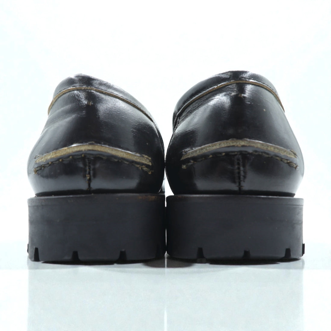 COMME des GARCONS U-Tip Moccasin Penny Loafers 23cm Black Leather Lug Sole Made in Japan