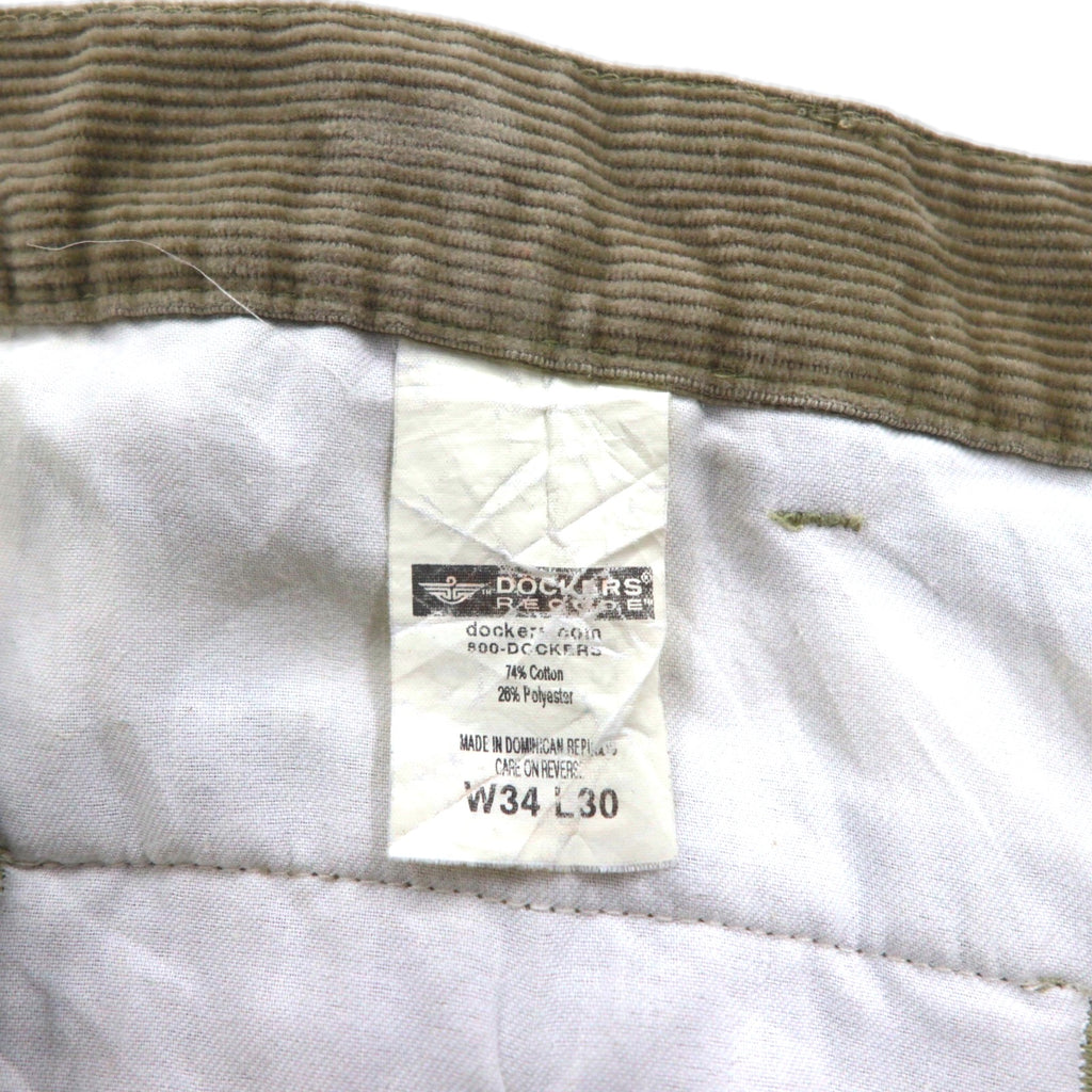 DOCKERS ( Levi's ) 00年代 コーデュロイ 2タック ワイド チノパンツ ワークパンツ L ベージュ RECODE
