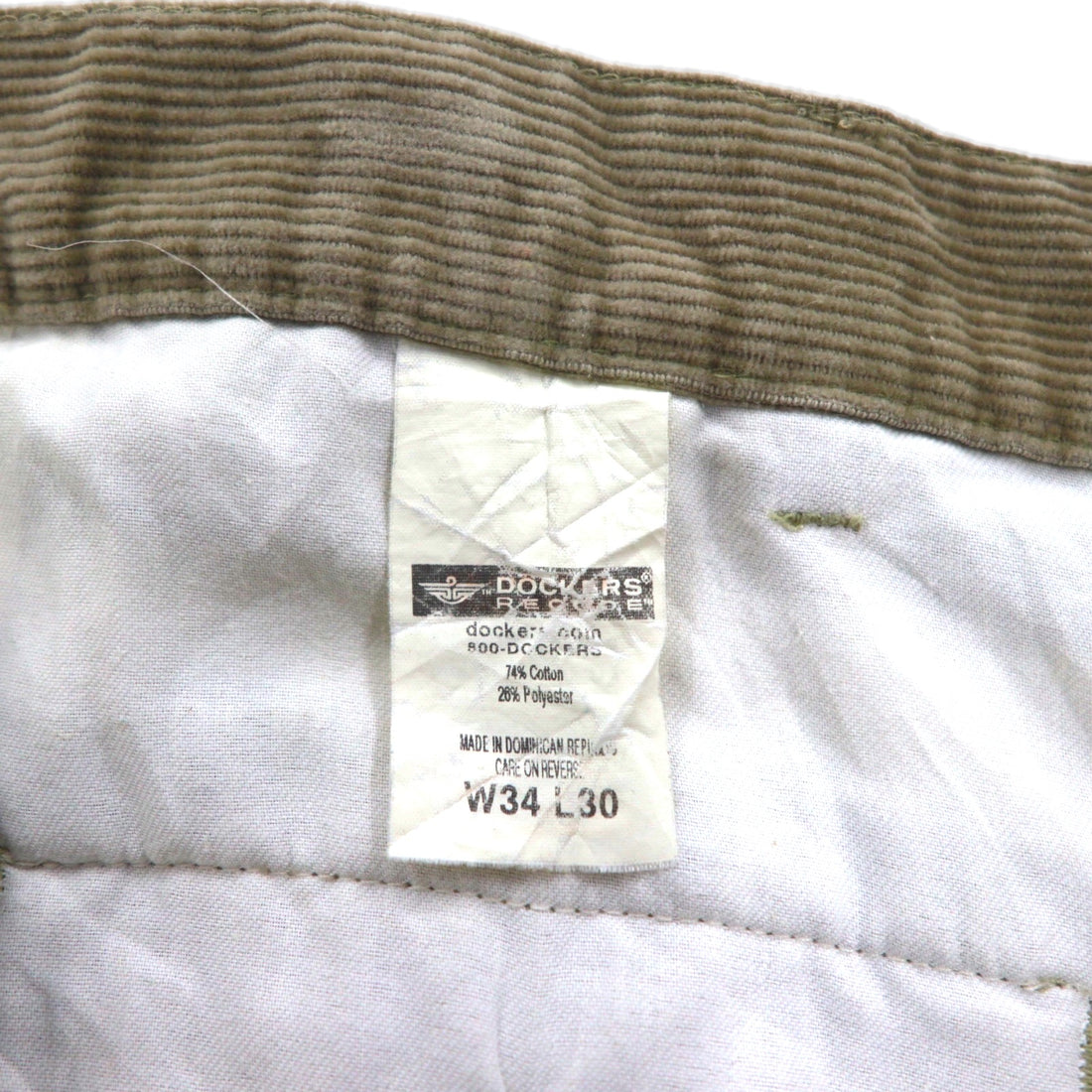 DOCKERS ( Levi's ) 00年代 コーデュロイ 2タック ワイド チノパンツ ワークパンツ L ベージュ RECODE