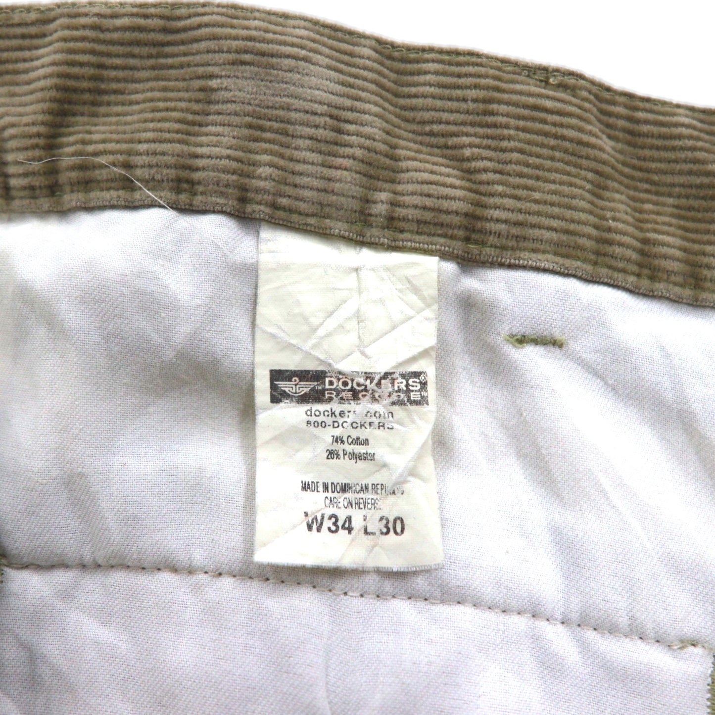 DOCKERS ( Levi's ) 00年代 コーデュロイ 2タック ワイド チノパンツ ワークパンツ L ベージュ RECODE