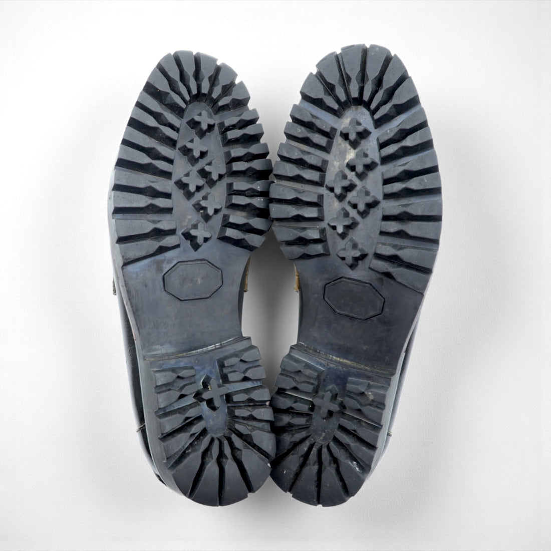 COMME des GARCONS U-Tip Moccasin Penny Loafers 23cm Black Leather Lug Sole Made in Japan
