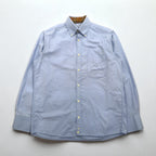 BURBERRY Made in England Oxford Button-Down Shirt, Size M, Blue, Nova Check, with Embroidered Logo