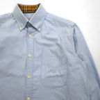 BURBERRY Made in England Oxford Button-Down Shirt, Size M, Blue, Nova Check, with Embroidered Logo