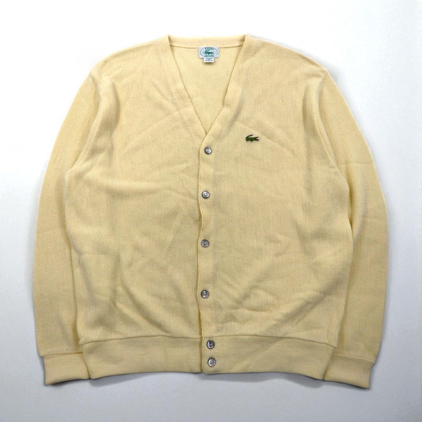 IZOD LACOSTE 80年代 USA製 Vネック ニット カーディガン XL アクリル ワンポイントロゴ