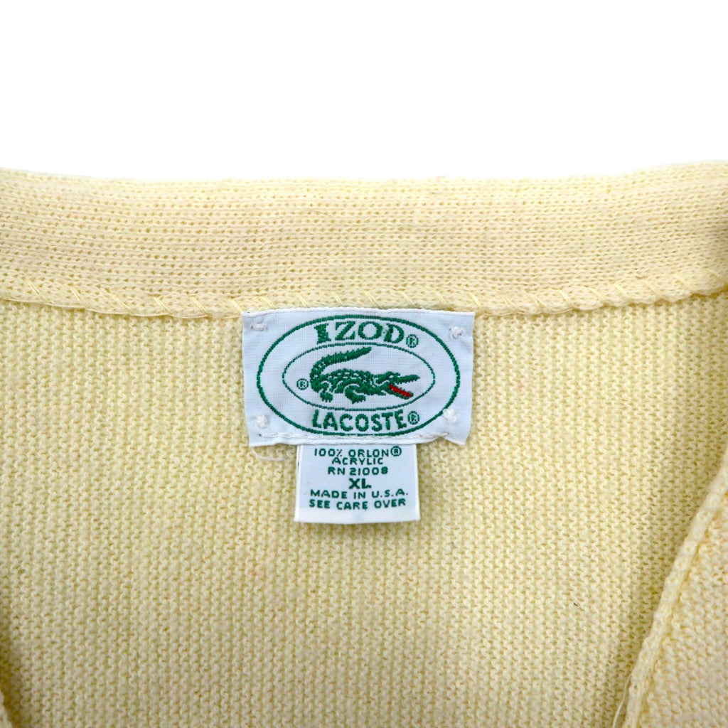 IZOD LACOSTE 80年代 USA製 Vネック ニット カーディガン XL アクリル ワンポイントロゴ