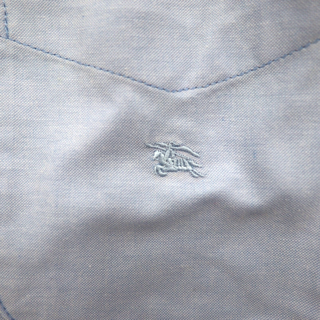 BURBERRY Made in England Oxford Button-Down Shirt, Size M, Blue, Nova Check, with Embroidered Logo
