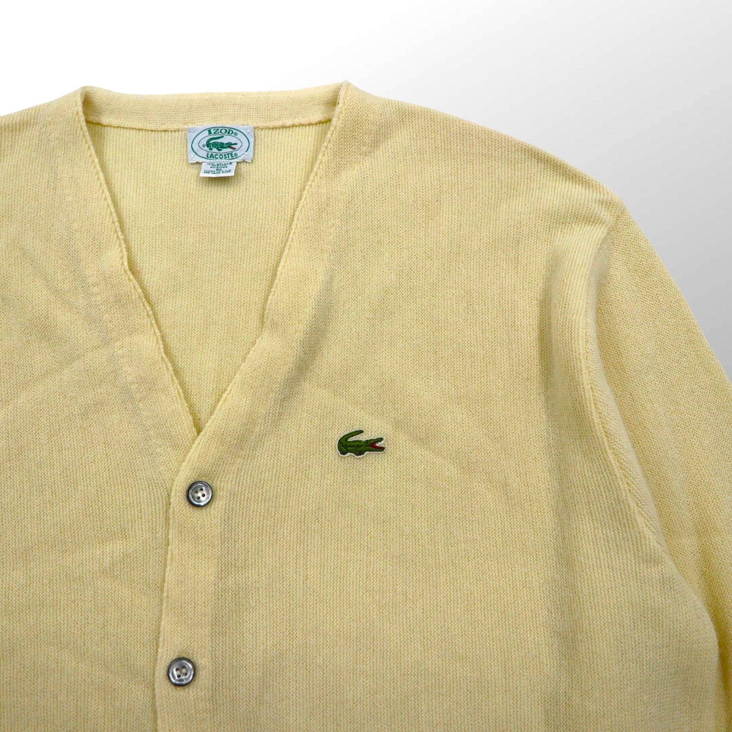 IZOD LACOSTE 80年代 USA製 Vネック ニット カーディガン XL アクリル ワンポイントロゴ