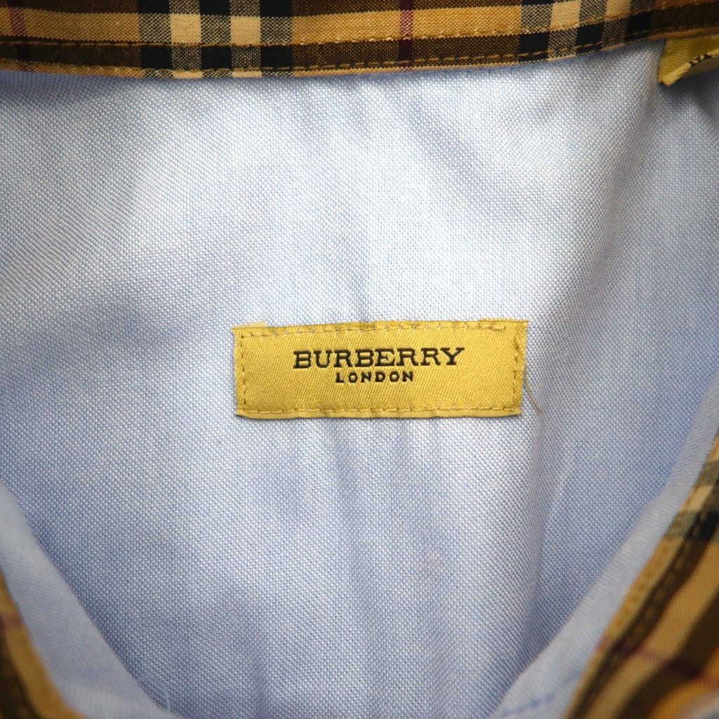 BURBERRY Made in England Oxford Button-Down Shirt, Size M, Blue, Nova Check, with Embroidered Logo