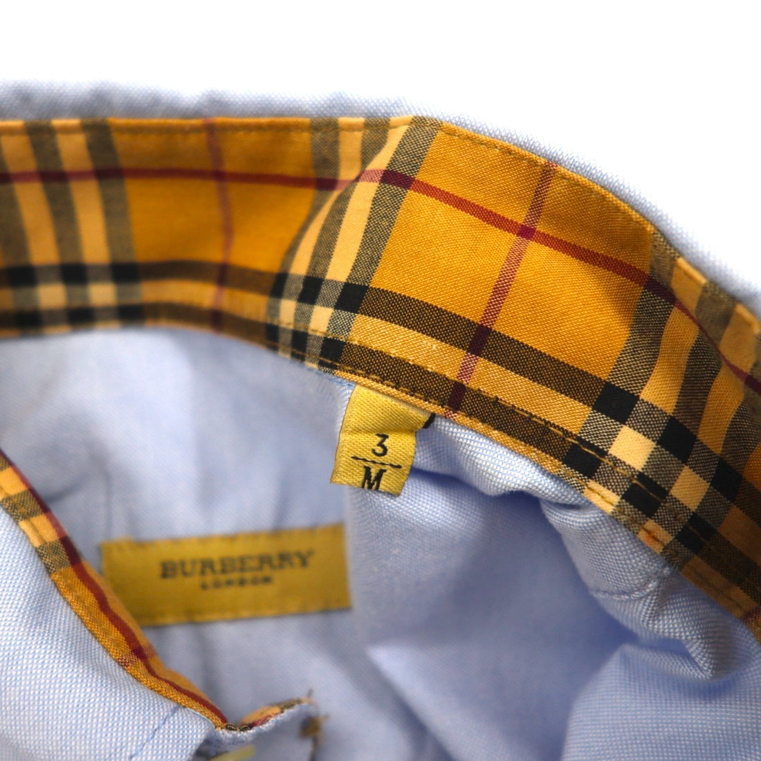 BURBERRY Made in England Oxford Button-Down Shirt, Size M, Blue, Nova Check, with Embroidered Logo