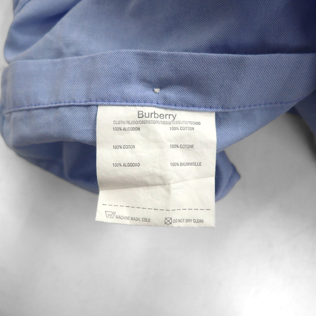 BURBERRY Made in England Oxford Button-Down Shirt, Size M, Blue, Nova Check, with Embroidered Logo