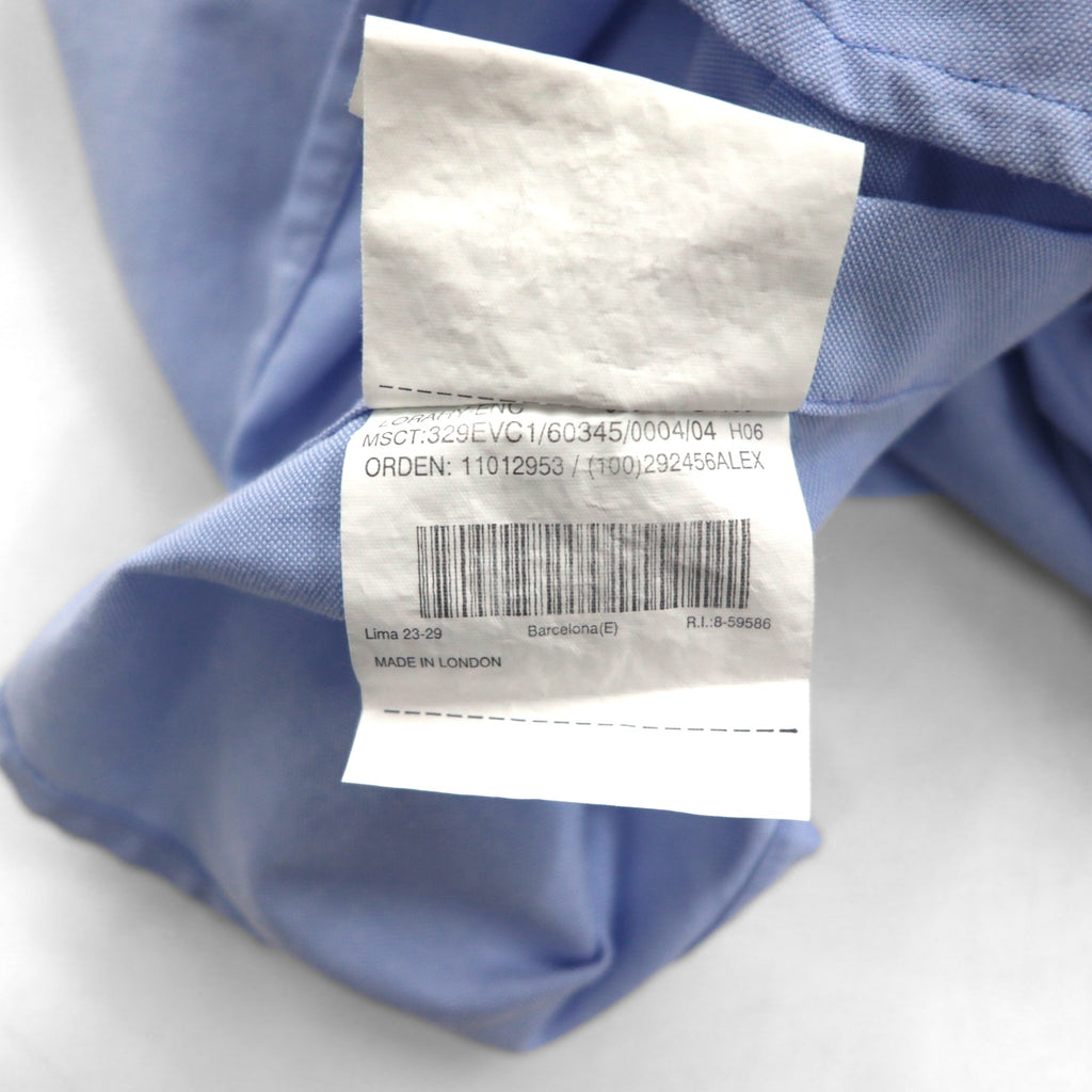 BURBERRY Made in England Oxford Button-Down Shirt, Size M, Blue, Nova Check, with Embroidered Logo