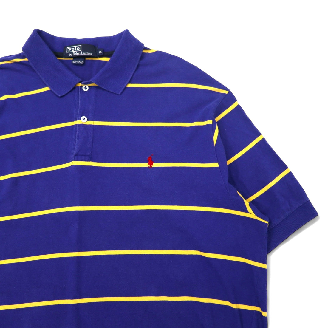 Polo by Ralph Lauren USA made 90s striped polo shirt XL blue cotton small pony embroidery