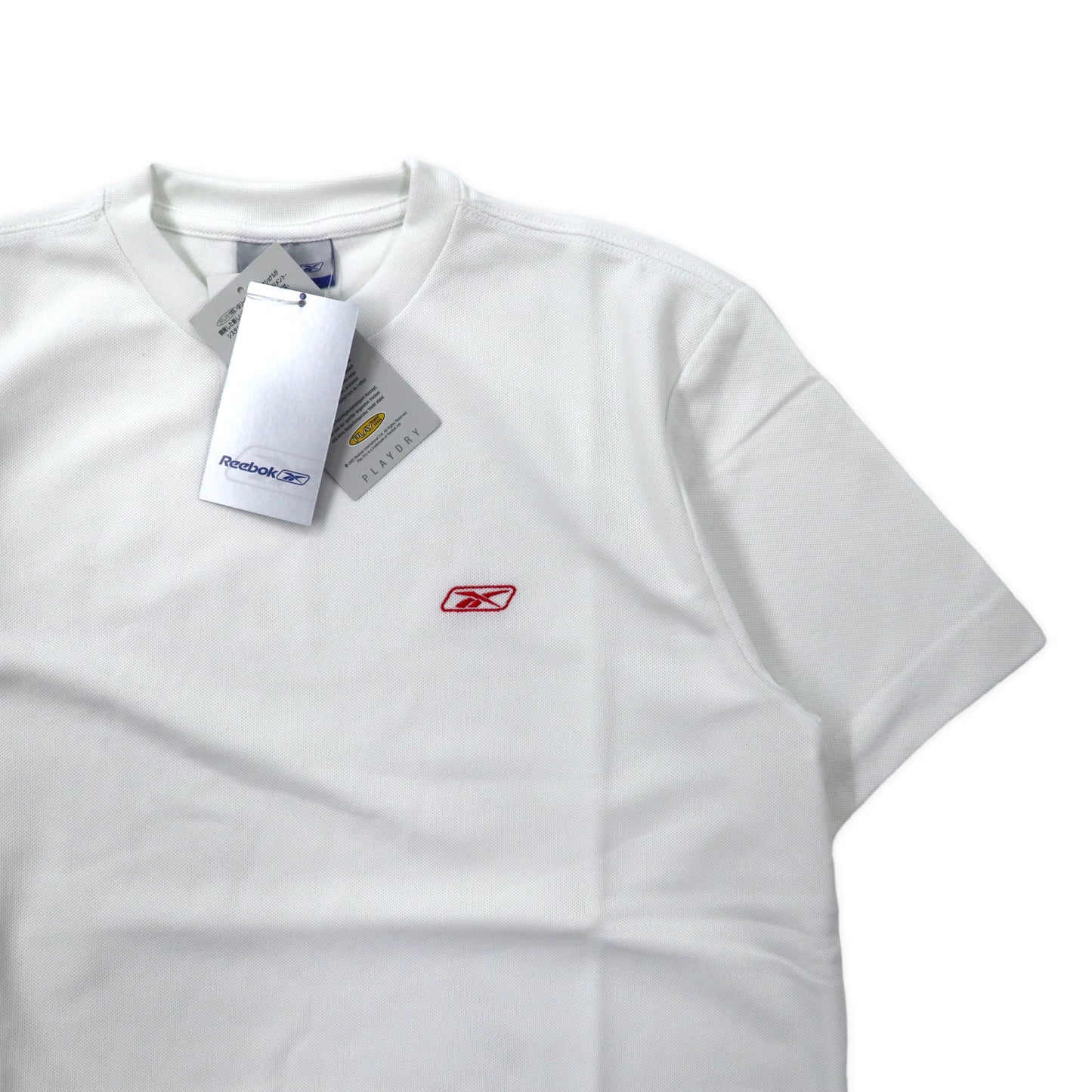Reebok PLAY DRY Tシャツ M ホワイト ポリエステル ワンポイントロゴ 未使用品