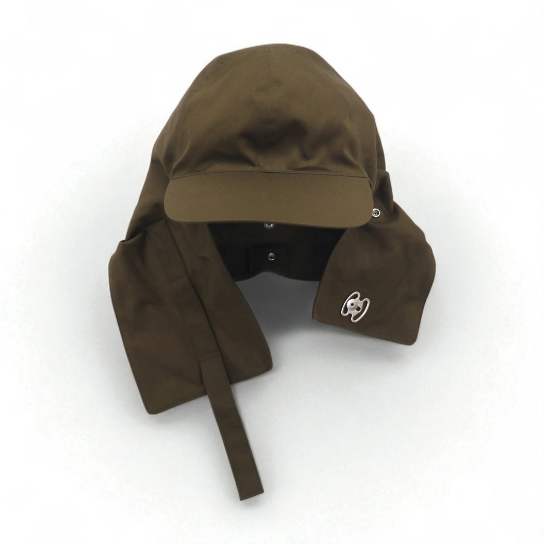 Sillage Ventile Hat Flight Cap with Deck Hood, Free Size, Khaki, Ear Flaps and Sunshade, Made in Japan