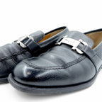 Salvatore Ferragamo ガンチーニ ローファー 24.5cm ブラック レザー ロゴプレート 14072 イタリア製