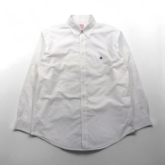 Brooks Brothers オックスフォード ボタンダウン シャツ L スーピマコットン ホワイト ノンアイロン ワンポイントロゴ
