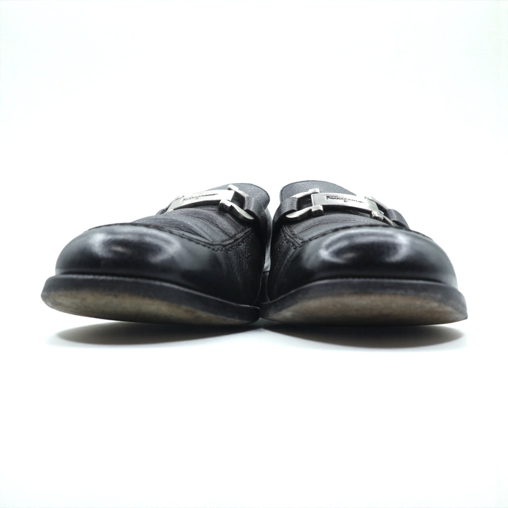 Salvatore Ferragamo ガンチーニ ローファー 24.5cm ブラック レザー ロゴプレート 14072 イタリア製