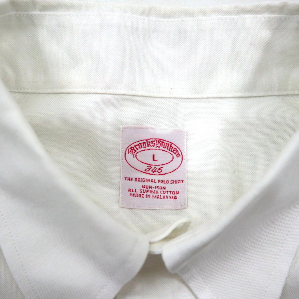 Brooks Brothers Oxford Button-Down Shirt, Size L, Supima Cotton, White, Non-Iron, with One-Point Logo