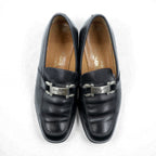 Salvatore Ferragamo ガンチーニ ローファー 24.5cm ブラック レザー ロゴプレート 14072 イタリア製