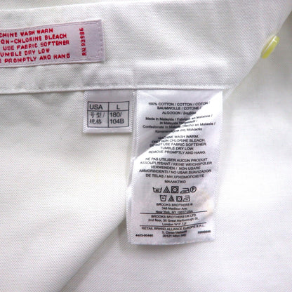 Brooks Brothers オックスフォード ボタンダウン シャツ L スーピマコットン ホワイト ノンアイロン ワンポイントロゴ