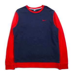 NIKE クラブフレンチテリークルー スウェット XL ネイビー レッド スウォッシュ 637903-451