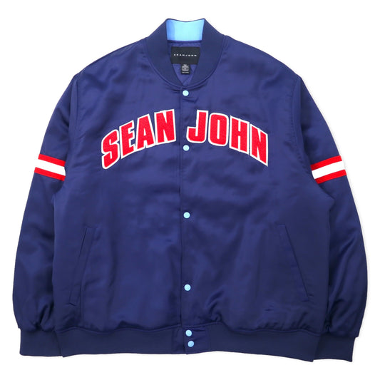 SEAN JOHN スタジャン 4XL ネイビー ポリエステル 中綿 キルティングライナー ビッグサイズ