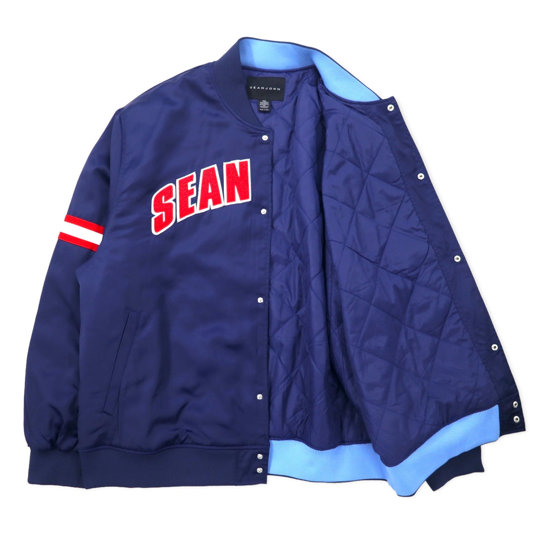 SEAN JOHN Varsity Jacket 4XL Navy Polyester Padded Quilted Liner Big Size